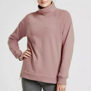 ATHLETA DOGWOOD MAUVE COZY KARMA SIDE ZIP FUNNEL NECK